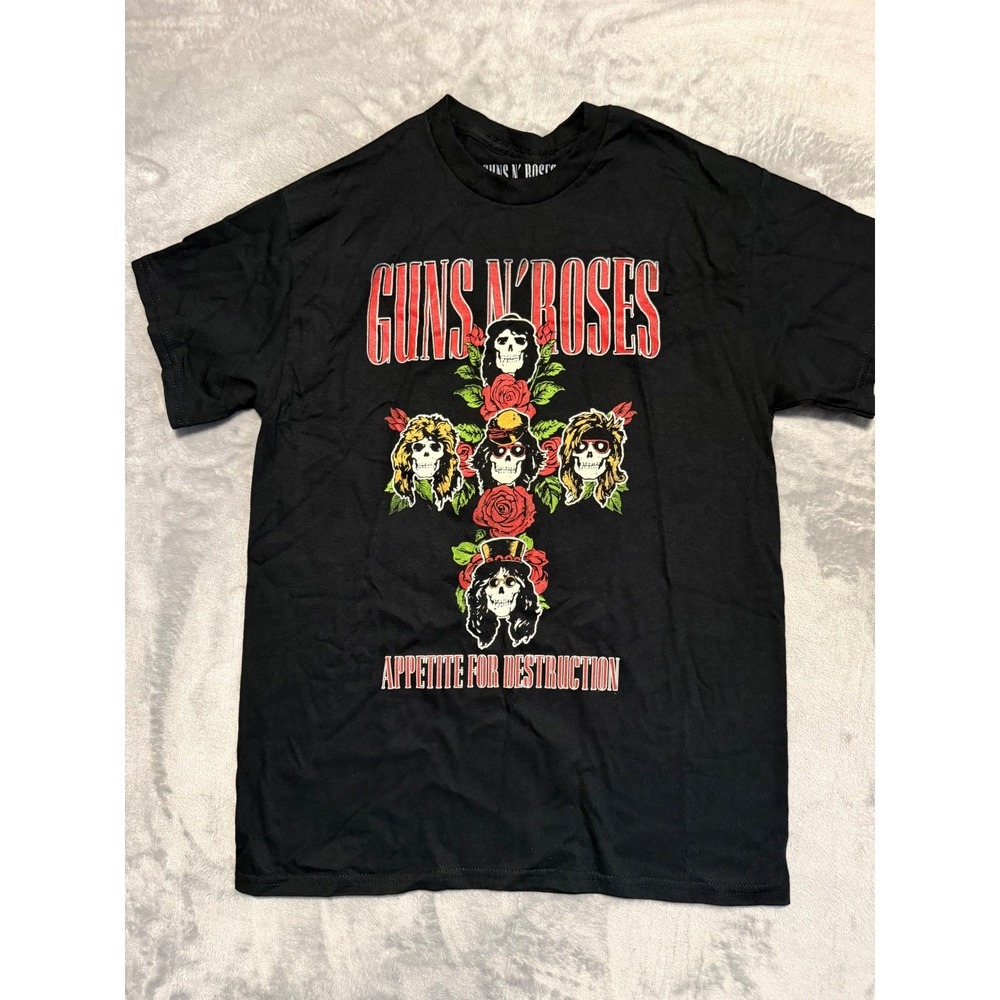 Guns N Roses T-Shirt Mens Medium Black Appetite For Destruction Graphic Rock Tee